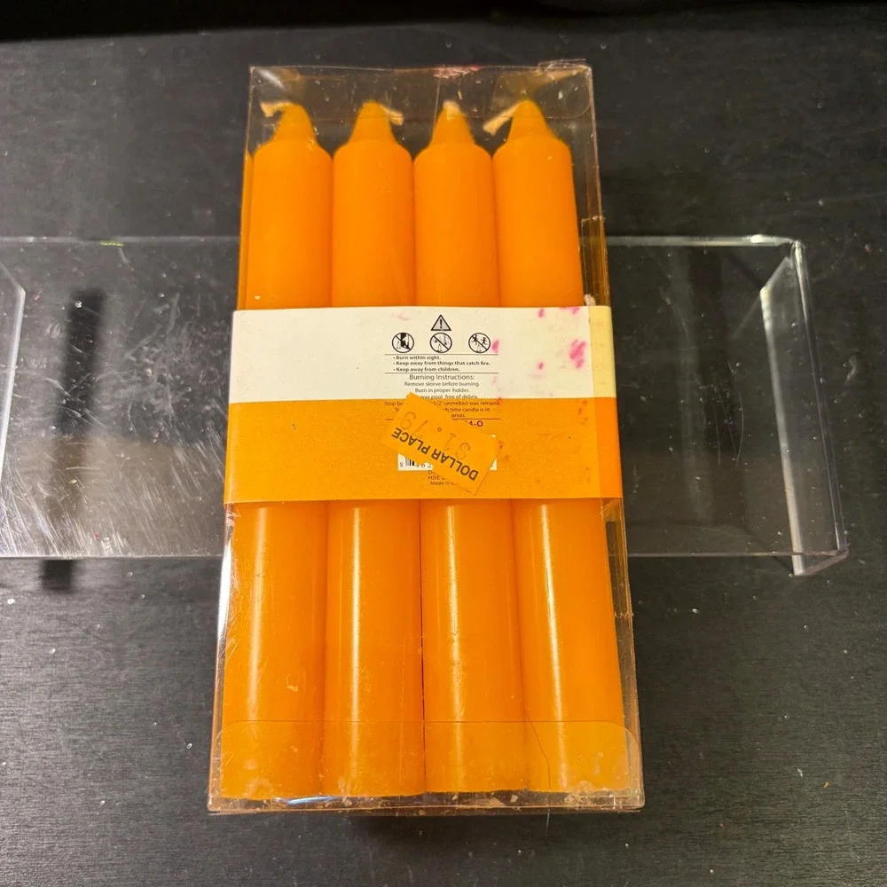 Hand Poured Orange Scented Taper Candles Set of 4 10 Inch Citrus Dinner Candles
